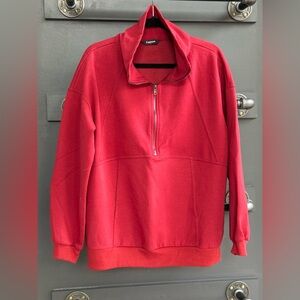 Maroon Half-Zip Pullover Sweatshirt